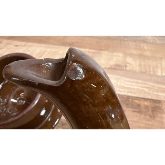 Sadler Made In England Brown Ceramic Teapot With Blue & Beige Stripes Vintage - Picture 6 of 6